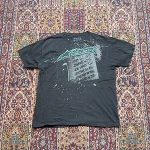 y2k Alpinestars Men's Graphic T-Shirt Large Classic Fit Cotton Black blue gray